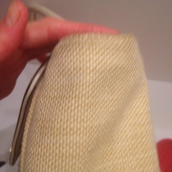 Kate Spade white leather + wicker envelope bag